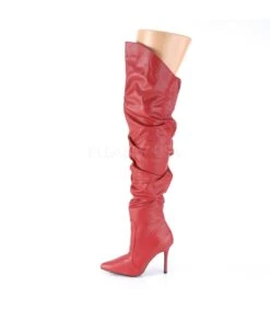 Overknee Stiefel CLASSIQUE-3011 - Rot -Shoes Verkäufe 4 heel thigh high pointed boot w faux fur lining side zip 2