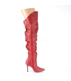 Overknee Stiefel CLASSIQUE-3011 - Rot -Shoes Verkäufe 4 heel thigh high pointed boot w faux fur lining side zip 4