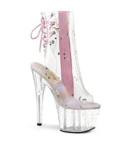 ADORE-1018C-2 Plateau Stiefel - Transparent/Rosa | Pleaser
