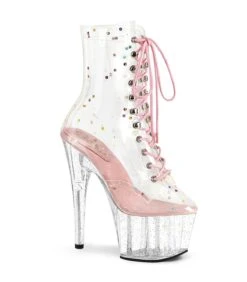 ADORE-1020C-2 Plateau Stiefel - Transparent/Rosa | Pleaser