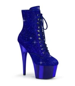 ADORE-1020CHRS Plateau Stiefel - Glitzersteine Blau | Pleaser