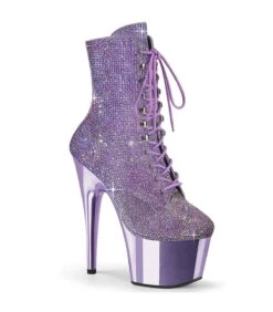 ADORE-1020CHRS Plateau Stiefel - Glitzersteine Flieder | Pleaser