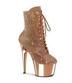 ADORE-1020CHRS Plateau Stiefel - Glitzersteine Roségold | Pleaser