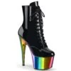 ADORE-1020RC Plateau Stiefel - Schwarz Lack/Regenbogen | Pleaser