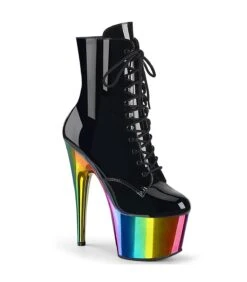 ADORE-1020RC Plateau Stiefel - Schwarz Lack/Regenbogen | Pleaser