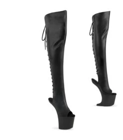 CRAZE-3019 Plateau Pony Overknee Stiefel - Schwarz Matt | Pleaser