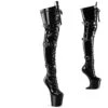 CRAZE-3028 Plateau Pony Overknee Stiefel - Schwarz Lack | Pleaser