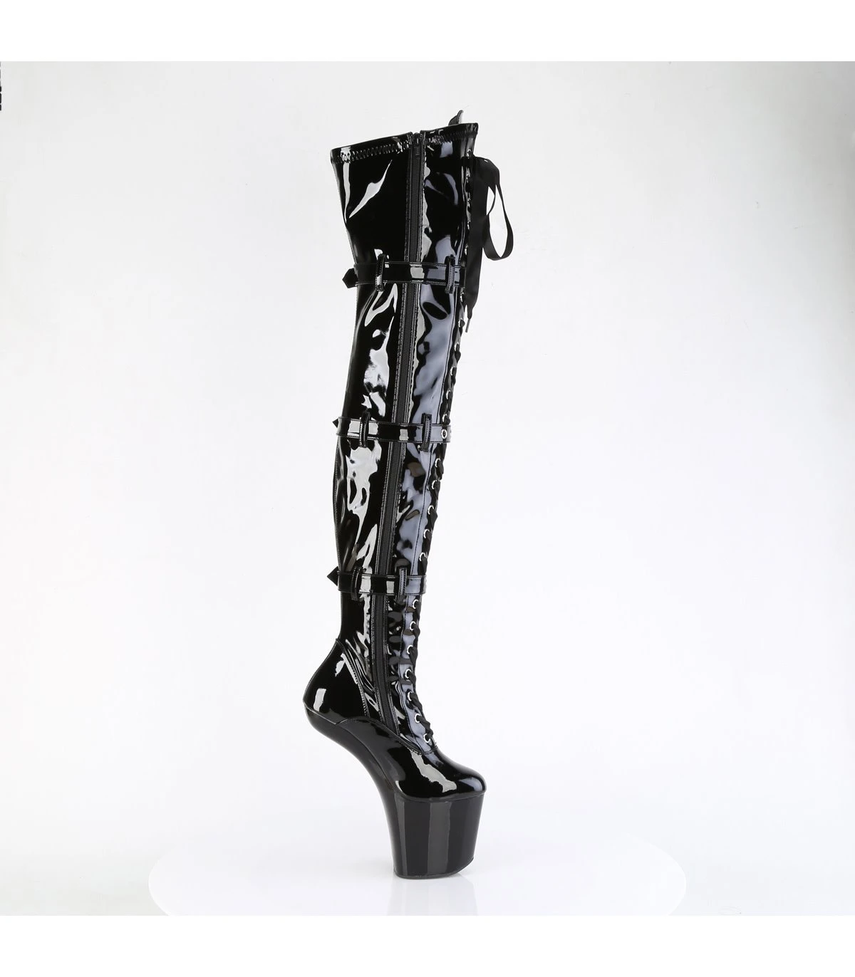 CRAZE-3028 Plateau Pony Overknee Stiefel - Schwarz Lack | Pleaser 5 CRAZE-3028 Plateau Pony Overknee Stiefel - Schwarz Lack | Pleaser – Bild 5