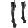 CRAZE-3028 Plateau Pony Overknee Stiefel - Schwarz Matt | Pleaser