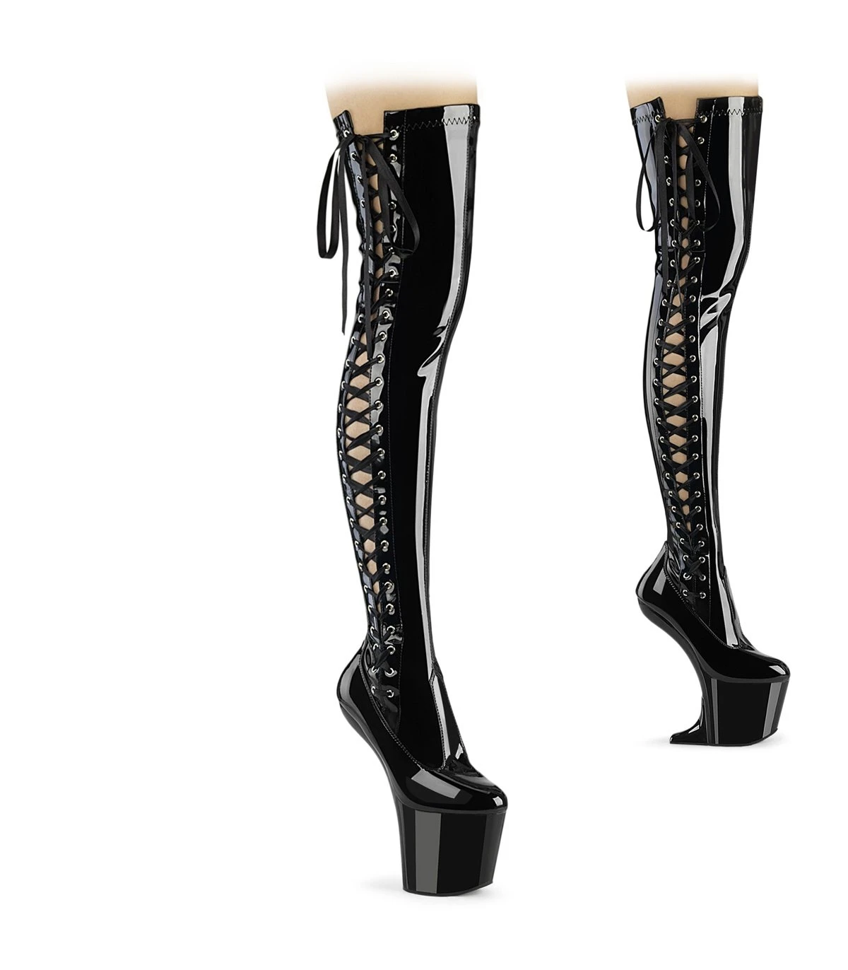 CRAZE-3050 Plateau Pony Overknee Stiefel - Schwarz Lack | Pleaser 1 CRAZE-3050 Plateau Pony Overknee Stiefel - Schwarz Lack | Pleaser