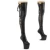 CRAZE-3050 Plateau Pony Overknee Stiefel - Schwarz Matt | Pleaser