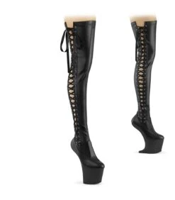 CRAZE-3050 Plateau Pony Overknee Stiefel - Schwarz Matt | Pleaser