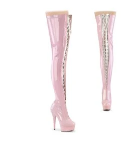 DELIGHT-3027 Plateau Overknee Stiefel - Rosa | Pleaser