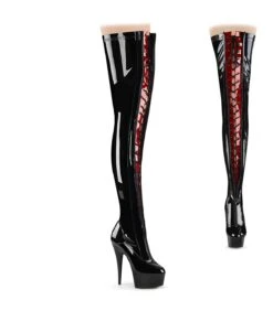 DELIGHT-3027 Plateau Overknee Stiefel - Schwarz | Pleaser