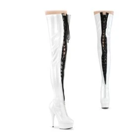 DELIGHT-3027 Plateau Overknee Stiefel - Weiß | Pleaser