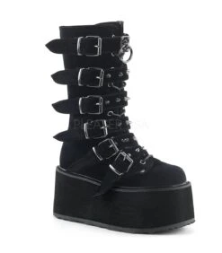 Plateau Stiefel DAMNED-225 Schwarz Samt | DemoniaCult