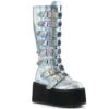 Plateau Stiefel DAMNED-318 Silber | DemoniaCult
