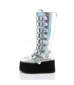 Plateau Stiefel DAMNED-318 Silber | DemoniaCult -Shoes Verkäufe demonia plateau stiefel damned 318 silber 2