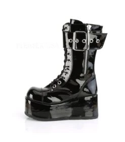 Plateau Stiefel PETROL-150 - Schwarz Lack | DemoniaCult -Shoes Verkäufe demonia plateau stiefel petrol 150 schwarz lack 2