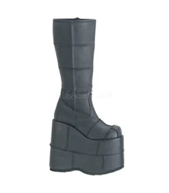 Plateau Stiefel STACK-301 : PU Schwarz | DemoniaCult