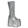 Plateau Stiefel STACK-301 - Glitter Silber | DemoniaCult