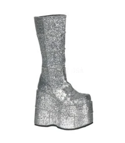 Plateau Stiefel STACK-301 - Glitter Silber | DemoniaCult