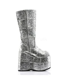Plateau Stiefel STACK-301 - Glitter Silber | DemoniaCult -Shoes Verkäufe demonia stack 301g sg 4