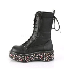 Stiefel EMILY-350 Schwarz Blumen | DemoniaCult -Shoes Verkäufe demonia stiefel emily 350 schwarz blumen 2