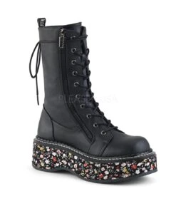 Stiefel EMILY-350 Schwarz Blumen | DemoniaCult