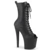 ENCHANT-1041 Plateau Peeptoe Stiefel - Schwarz Leder | Pleaser