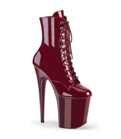 FLAMINGO-1020 Plateau Stiefel - Weinrot Lack | Pleaser