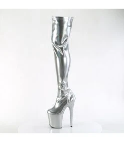 FLAMINGO-3000HWR Overknee Plateau Stiefel Silber | Pleaser -Shoes Verkäufe flamingo 3000hwr overknee plateau stiefel silber pleaser 2