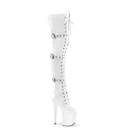 FLAMINGO-3028 Overknee Plateau Stiefel Weiß Lack | Pleaser