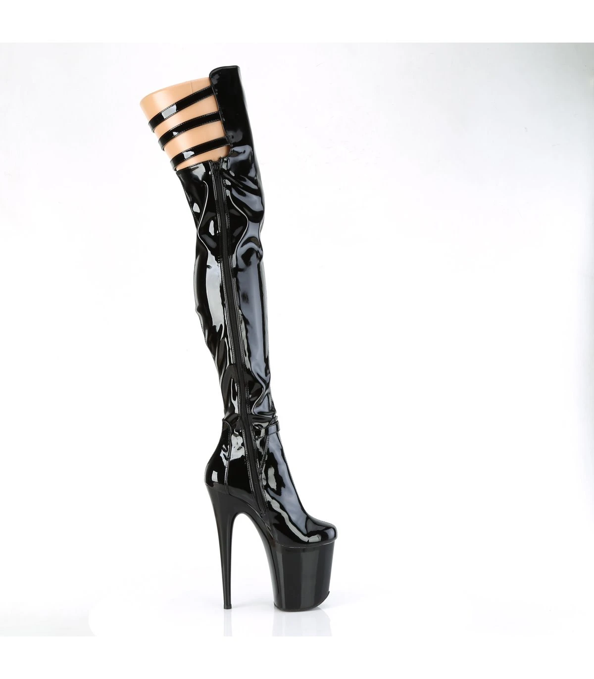 FLAMINGO-3055 Overknee Plateau Stiefel Schwarz Lack | Pleaser 5 FLAMINGO-3055 Overknee Plateau Stiefel Schwarz Lack | Pleaser – Bild 5