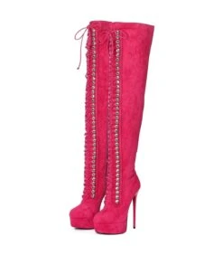 Giaro Dominique Damen Herren Unisex Plateau Overknee Stiefel Fuchsia Velour -Shoes Verkäufe giaro dominique damen herren unisex plateau overknee stiefel fuchsia velour 4