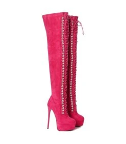 Giaro Dominique Damen Herren Unisex Plateau Overknee Stiefel Fuchsia Velour -Shoes Verkäufe giaro dominique damen herren unisex plateau overknee stiefel fuchsia velour 5