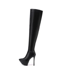 Giaro Plateau Overknee Stiefel Schwarz Matt