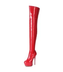 Giaro Vida Damen Herren Unisex Plateau Overknee Stiefel Rot Lack