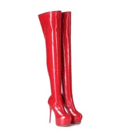 Giaro Vida Damen Herren Unisex Plateau Overknee Stiefel Rot Lack -Shoes Verkäufe giaro vida damen herren unisex plateau overknee stiefel rot lack 3