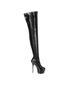 Giaro Vida Damen Herren Unisex Plateau Overknee Stiefel Schwarz Lack