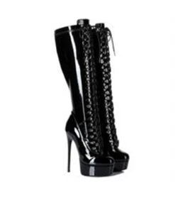 Giaro Plateau Stiefel MAHAUTE Schwarz Lack -Shoes Verkäufe giaroplateau stiefel mahaute schwarz lack 5