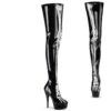 DELIGHT-3000 Plateau Overknee Stiefel Schwarz Lack | Pleaser 