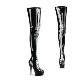 DELIGHT-3000 Plateau Overknee Stiefel Schwarz Lack | Pleaser