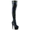 Plateau Overknee Stiefel ADORE-3000HWR - Lack Schwarz / Hologramm
