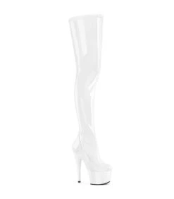 ADORE-4000 - Plateau Overknee Stiefel - Weiß Lack | Pleaser