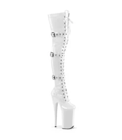 BEYOND-3028 - Plateau Overknee Stiefel - Weiß Lack | Pleaser