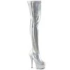 DELIGHT-3000HWR - Plateau Overknee Stiefel - Silber | Pleaser