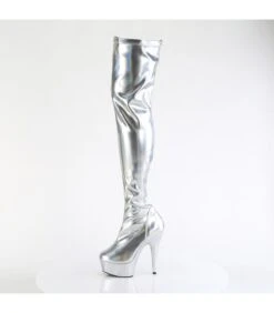 DELIGHT-3000HWR - Plateau Overknee Stiefel - Silber | Pleaser -Shoes Verkäufe plateau overknee stiefel delight 3000hwr silber pleaser 3