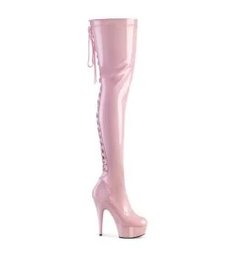 DELIGHT-3063 - Plateau Overknee Stiefel - Rosa Lack | Pleaser