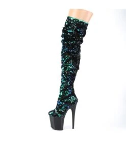 Plateau Overknee-Stiefel FLAMINGO-3004 - Pailletten/Schwarz/Blau/Grün -Shoes Verkäufe plateau overknee stiefel flamingo 3004 pailletten schwarz blau gruen 2